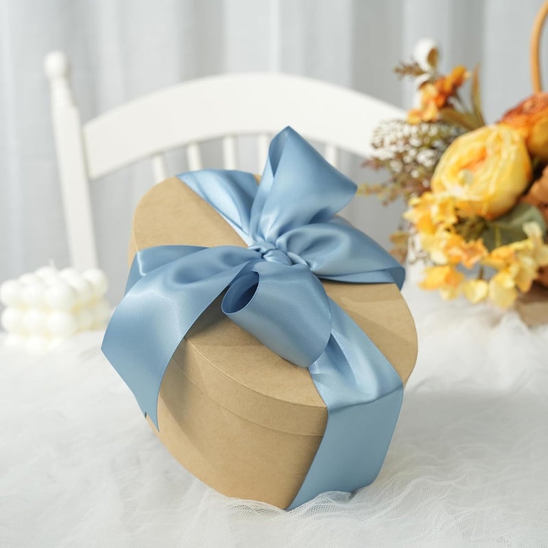 DINDOSAL Dusty Blue Satin Ribbon - 2 Inch French Blue Silk for Christmas Tree & Wedding Bouquet - 25 Yards - Image 4